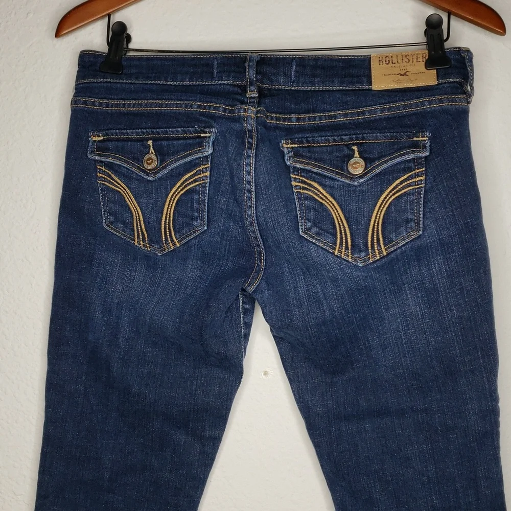 Hollister Womens Cotton Capri Roll Tab Hem Jeans Size 27 Denim Blue Y2K Low Rise